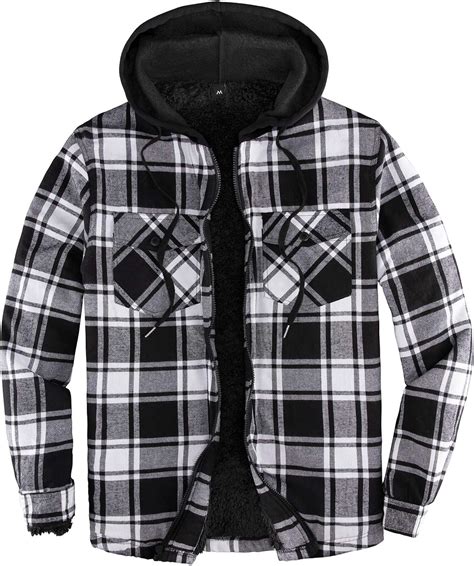 Mens Sherpa Lined Flannel Shirt Jacket With Hood Plaid Shirt Jac All Sherpa Lining At Amazon Men