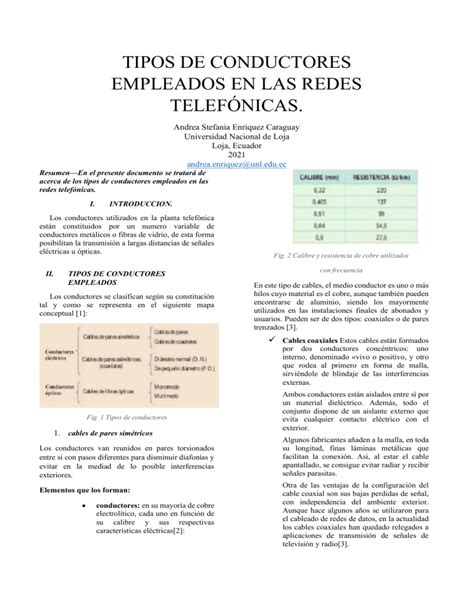 Tipos De Conductores Empleados En Las Redes TelefÓnicas