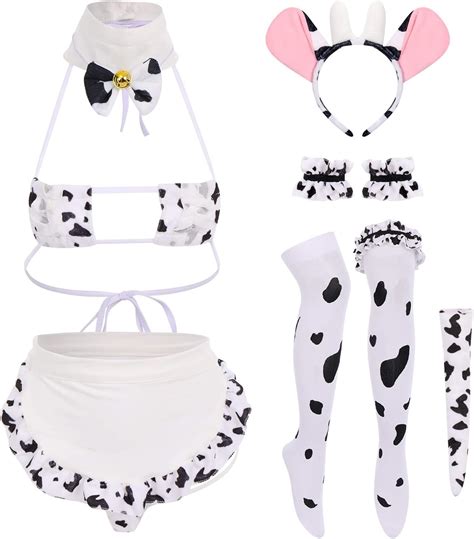 Amazon Women S Sexy Lingerie Outfit Dalmatian Milk Leopard Cow