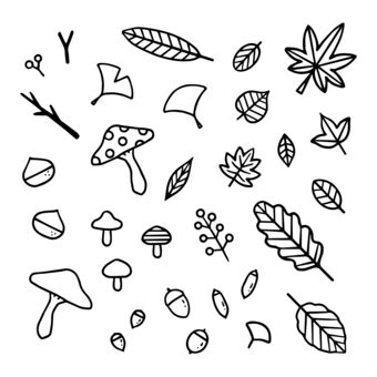 Free Vectors | Autumn nature line drawing