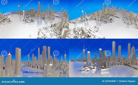 Set Three Dimensional Landscape Of The Modern City The Huge Layout Of