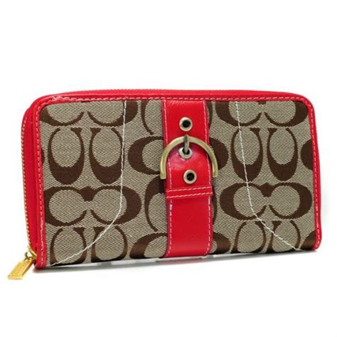 Coach Buckle In Signature Large Red Wallets Axg Coach20210262 34