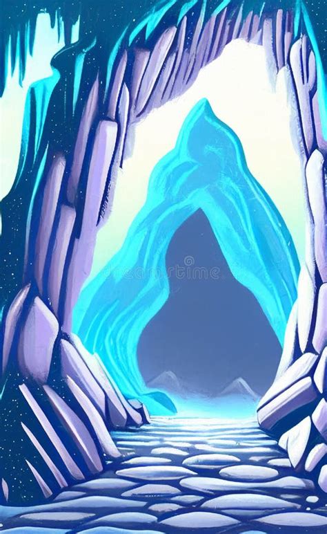 Ice Cave Entrance - Simplified Cartoonish Style Stock Illustration ...