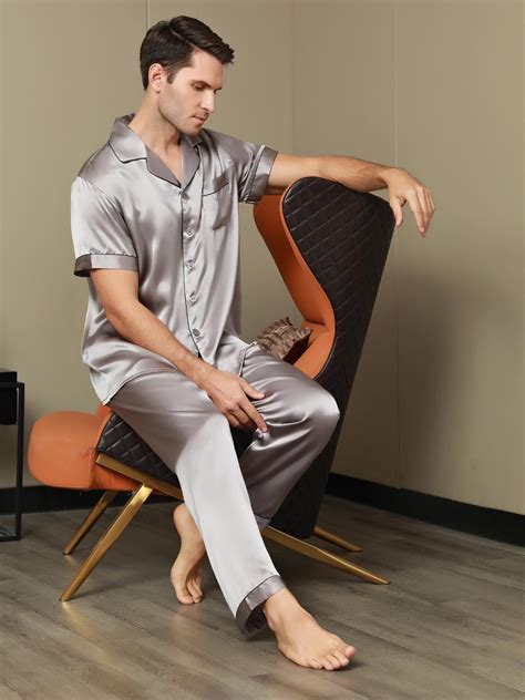 Silksilky Long Silk Pyjama Piping Trim Pure Silk Pajamas For Men Silk