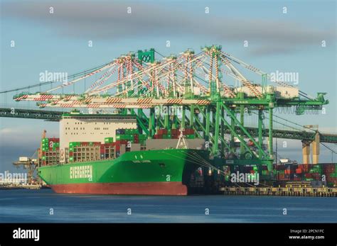 Evergreen Container Ship Ever Liven Shown Docked At Everport Terminal