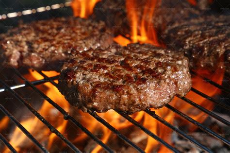 Flame Grilled Hamburgers Stock Photos Motion Array