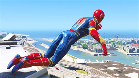 GTA 5 Iron Spiderman Falling Off Highest Buildings Euphoria Physics