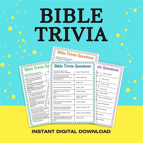 Bible Trivia Game Printable Bible Game Bible Activity Bible