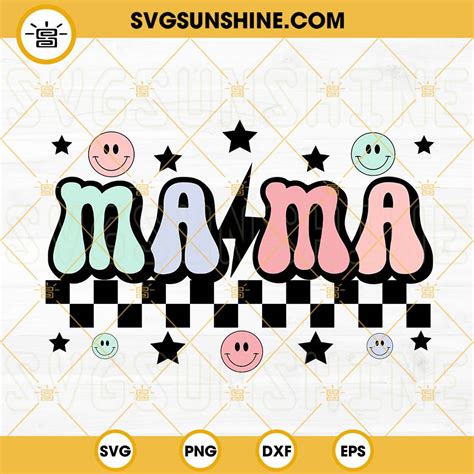 Mama Checkered Svg Retro Mama Svg Smiley Face Svg Png Dxf Eps