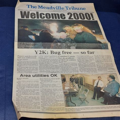 Vintage 2000 January 1, Meadville Tribune Newspaper Meadville, PA