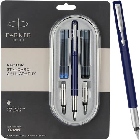 parker vector standard chrome trim calligraphy fountain   piece