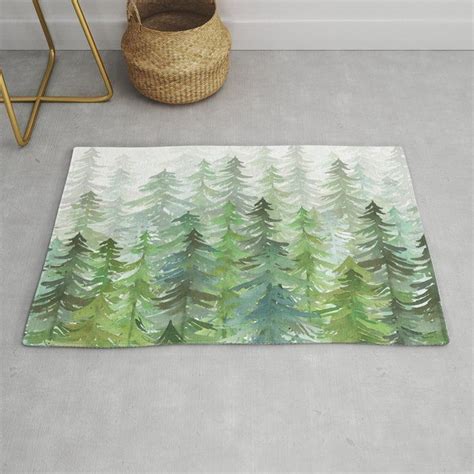 Green Trees Area Rug Pine Trees Green And White Area Rug Modern Area