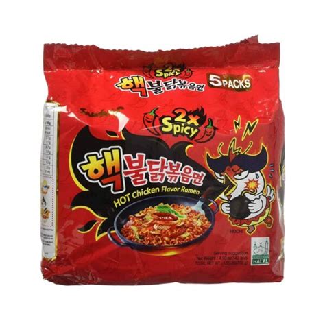 Samyang Buldak Hot Chicken Flavour Ramen Noodles 2xSpicy 5x140gm Shopifull