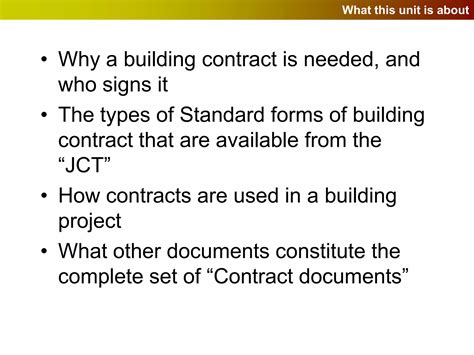 Building Contracts And The Jct Ppt