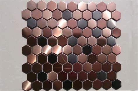 2018 Hexagon Mosaics Tile Copper Rose Gold Color Black Stainless Steel Backsplash Kitchen Tiles