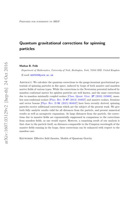 PDF Quantum Gravitational Corrections For Spinning Particles