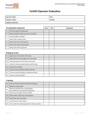 Forklift Operator Evaluation Form Fill Online Printable Fillable