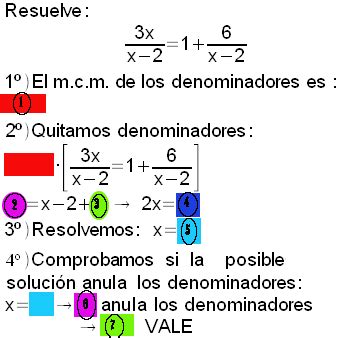 ECUACIONES CON X EN EL DENOMINADOR Test nº 2