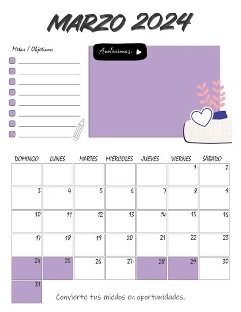 Calendario Marzo 2024 Agenda En Pdf Gratis