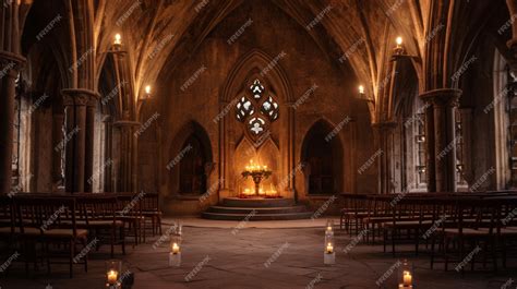 Premium AI Image | medieval chapel with gothic architecture illuminated