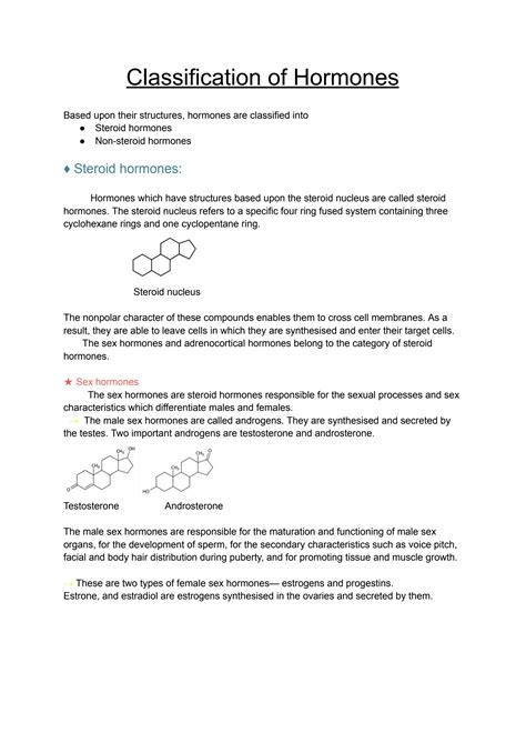 SOLUTION Classification Of Hormones Studypool