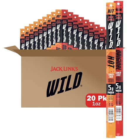 Jack Link S WILD Snack ESF Sticks Original And Hot Variety Pack Protein Snack Sticks With
