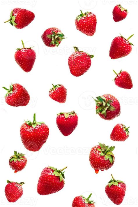 Strawberry Berry Levitating On A White Background Stock Photo