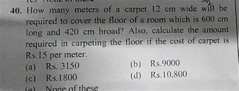 How Many Meters Of A Carpet Mathrm Cm Wide Will Be Required To