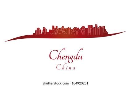 Chengdu Skyline Red Stock Illustration 184920251 | Shutterstock