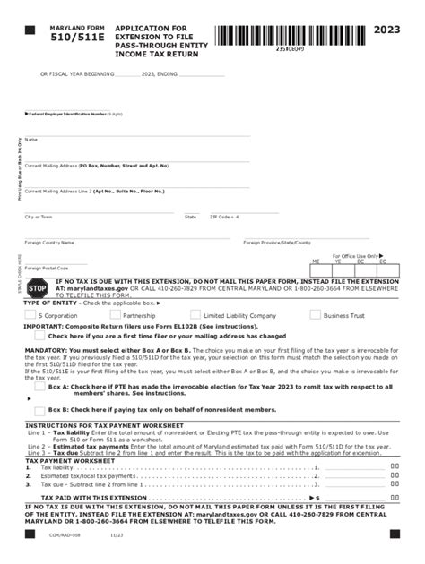 Tax Year Form E Application For Extension To File Pass