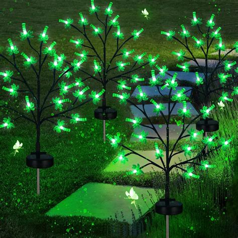 Amazon Baquler 4 Pcs Palm Coconuts Tree Solar Stake Lights