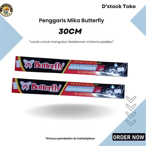 Jual Penggaris Mika Butterfly Cm Satuan Dstock Toko Shopee Indonesia