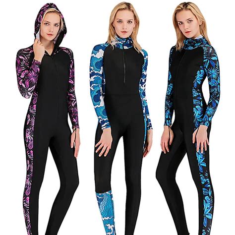 Sbart Professional Women Lycra Wetsuit Hood Diving Suit Swimwear Full