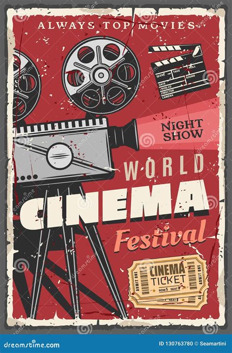 Cinema Festival Retro Poster, Vintage Camcorder Stock Vector ...