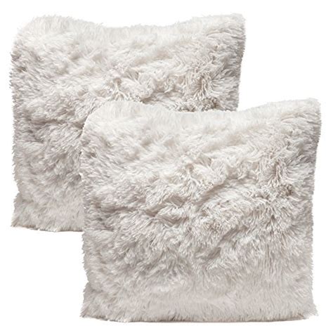 Super Soft Shaggy Chic Fuzzy Faux Fur Elegant Cozy White Throw Pillow