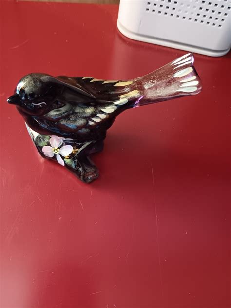 Fenton Art Glass Aubergine Bird On Log C5238 No Reserve Ebay