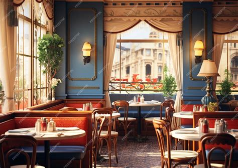 Premium AI Image | French restaurant with beautiful decoration photo ...