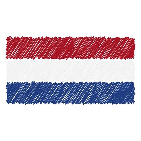 Hand Getekende Nationale Vlag Van Nederland Ge Soleerd Op Een Witte