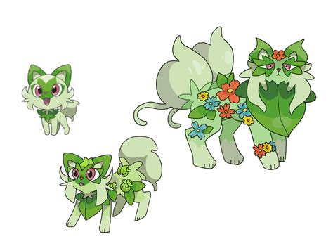 [oc] My Friend And I Designed Some Sprigatito Evolutions R Pokemonart