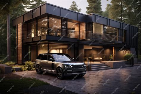 Premium AI Image | 3d rendering of a modern luxurious house luxury car ...