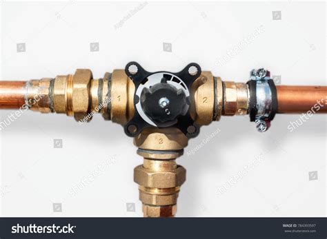 Threeway Mixing Valve On Copper Pipes Stock Photo Shutterstock