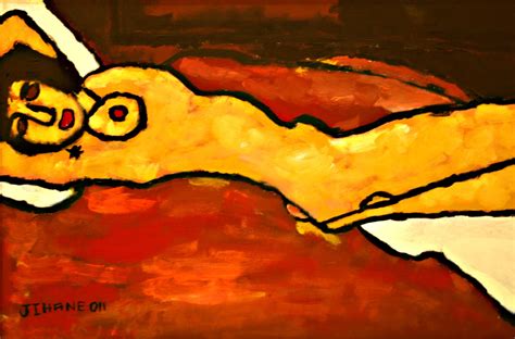 Jihane Nasr Artist Painter Naked Woman On A Pillow Nu Sur Un