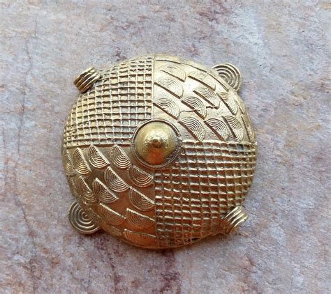 Large Ashanti Solid Brass Soul Washers Badgetraditional Tribal African