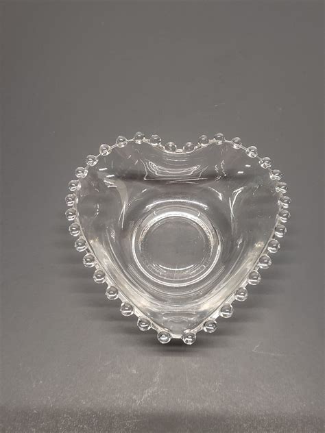 Vintage Clear Candlewick Heart Shaped Mayonnaise Bowl Clear Etsy