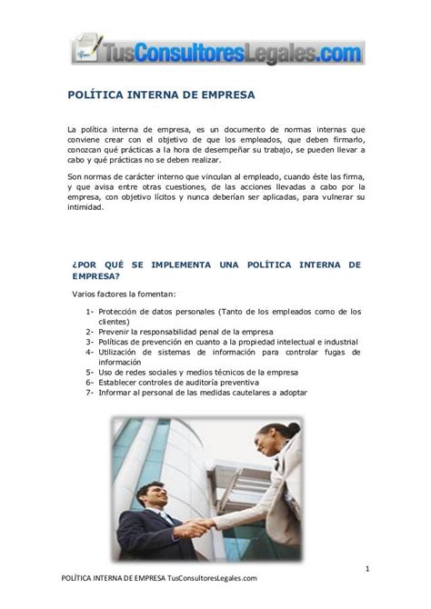 Ejemplos De Políticas Internas De Una Empresa