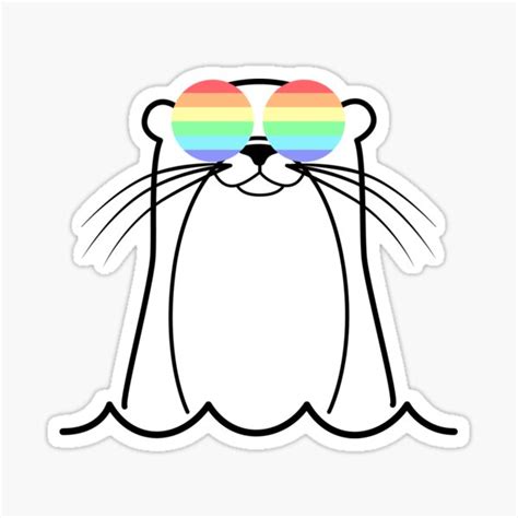 Gay Pride Otter Lgbt Rainbow Sunglasses Sticker By Pixlpizza Redbubble