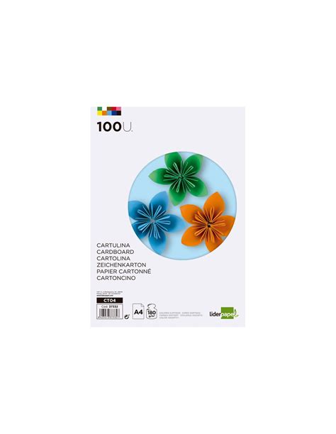 Cartulina Liderpapel A4 10 Colores Surtidos Pack 100 Cartulinas