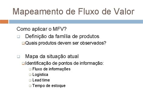 Mapeamento De Fluxo De Valor Mfv Sumrio