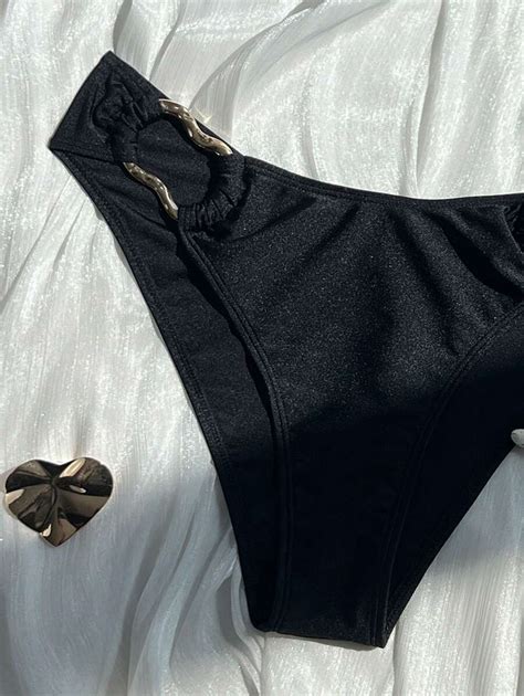 Shein Nuovo Set Bikini A Pezzi Con Colore Oro Metallico Monocolore Con Lato Attorcigliato E