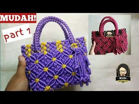 Cara Membuat Tas Tali Kur Motif Bunga Part Youtube Macrame Bag